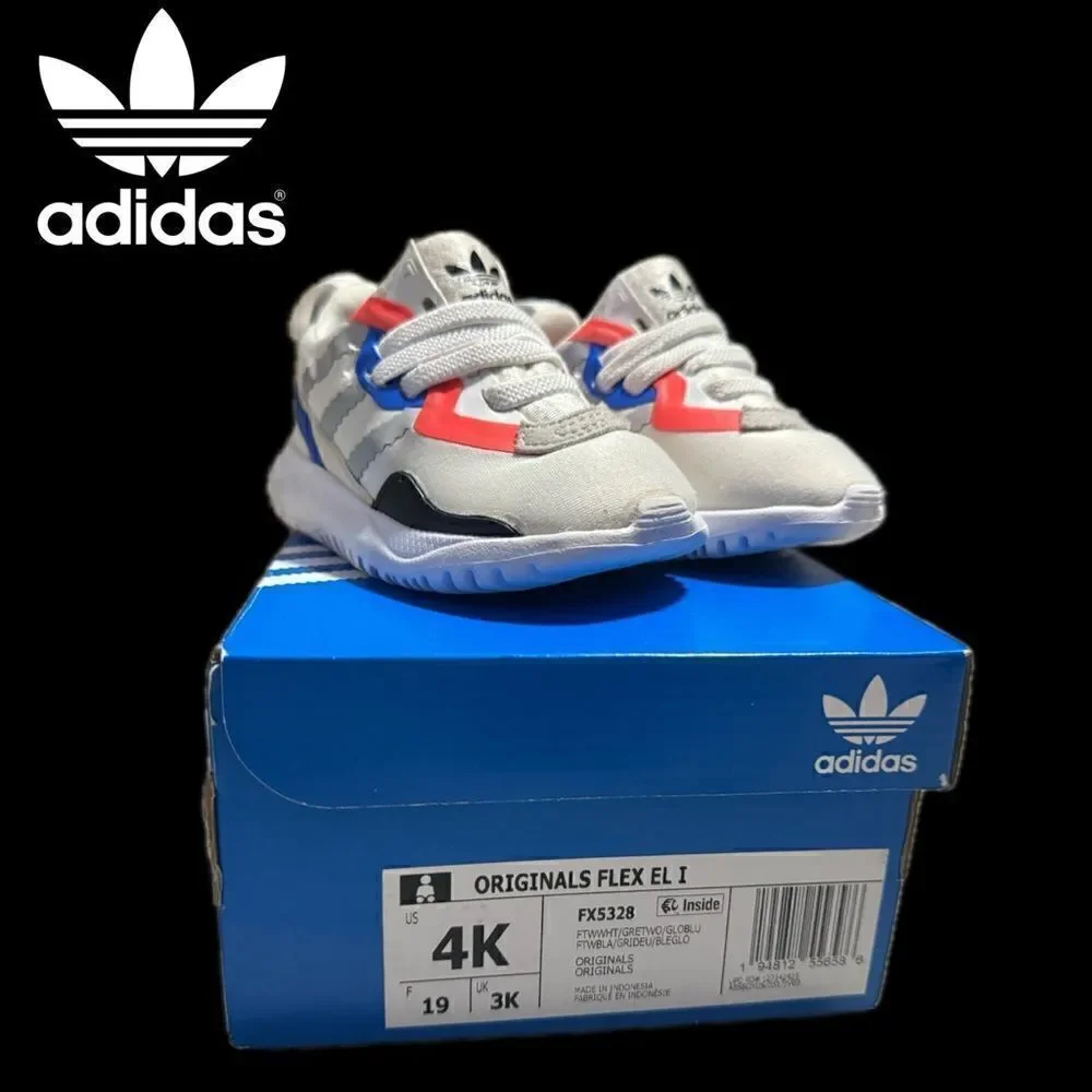 adidas Flex 'White Glow Blue' FX5328 slip on toddler4K shoes - Picture 2 of 12
